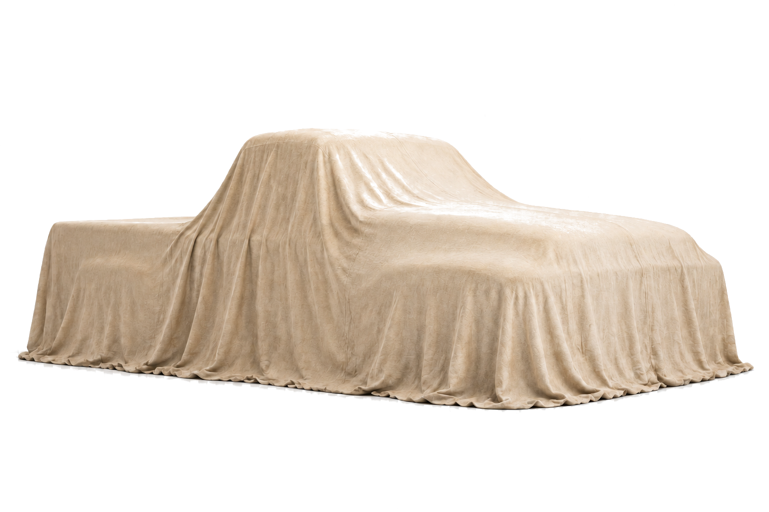 A 1950s Ford pickup concealed beneath a canvas cover
